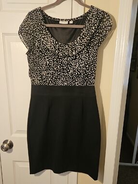 Black & Cream Polka Dot Top Sheath Dress